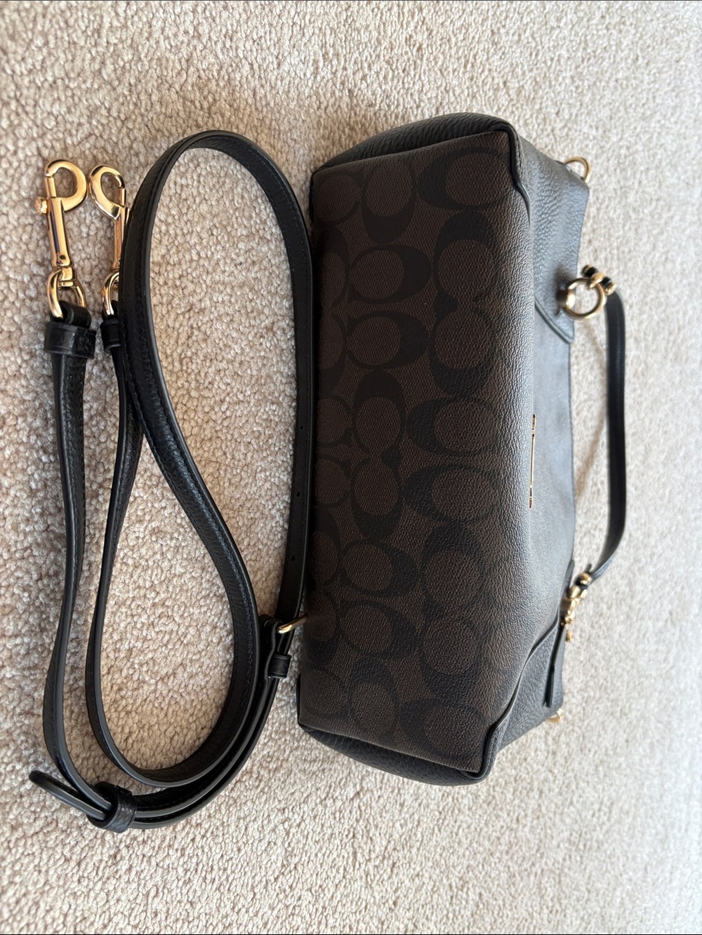 Coach Brown/Black Signature Tote with Gold-Tone Hardware - Picture 4 of 6